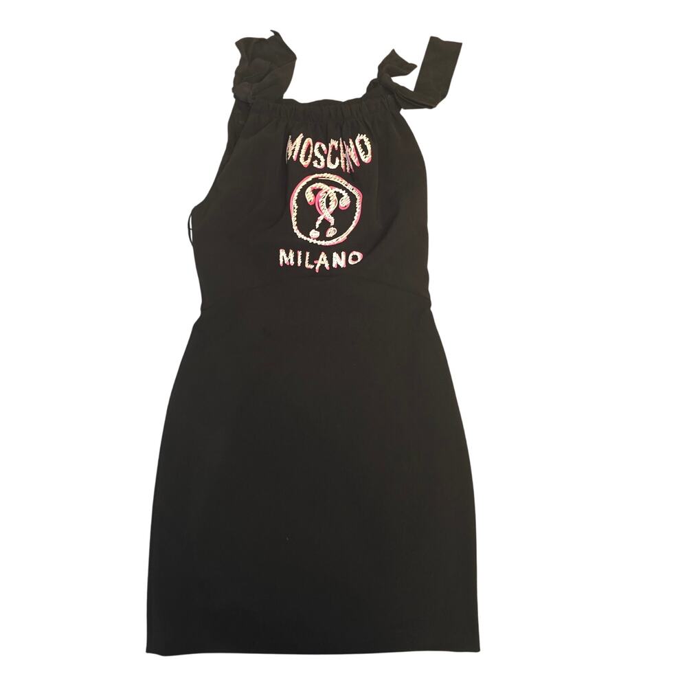 NWT Moschino Couture Scribble Double Question Mark Dress Black Size 6